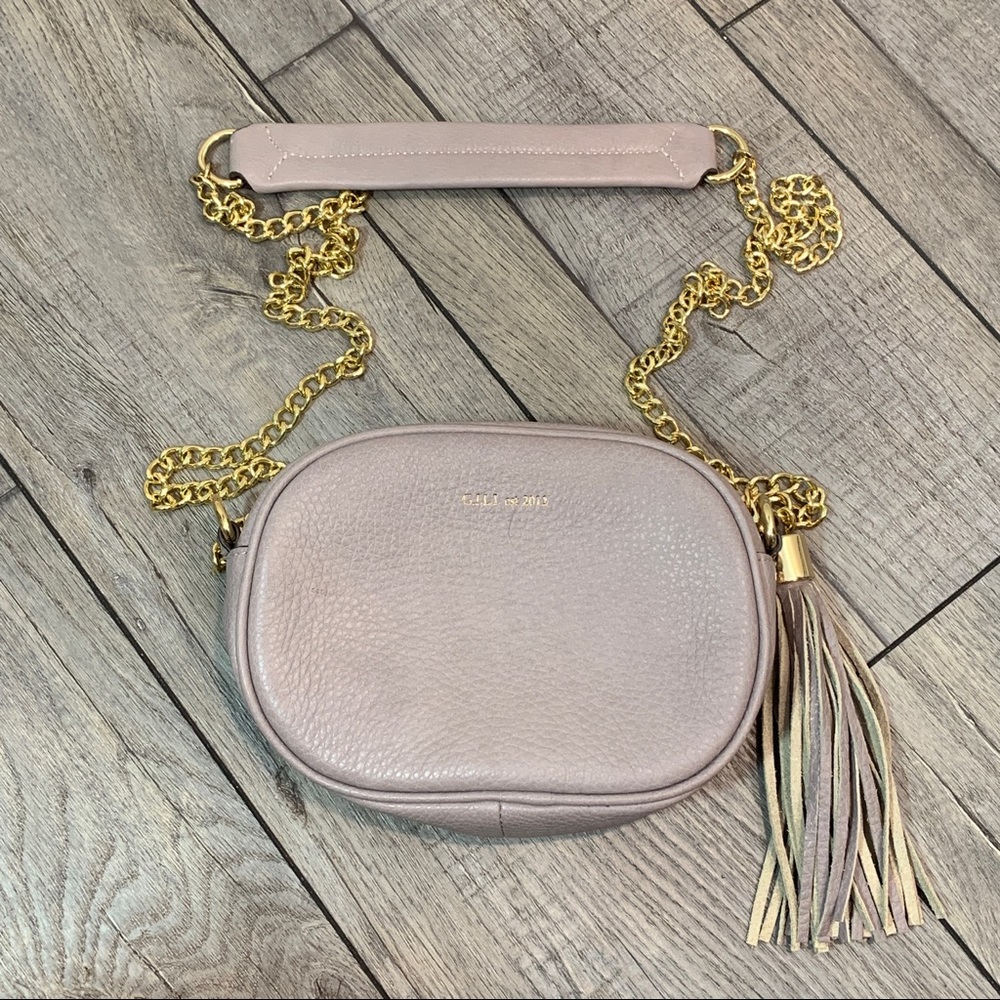 G. I. L. I. Italian Purple Gray Pebbled Leather Crossbody Bag